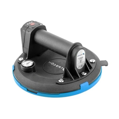 Abbildung von Högert Technik Akku Saugheber 200 mm mit Manometer, Akkusauger Heavy Duty Saugheber, Belastung: 150kg, Saugnapf wird beim Transport von Fensterglas, glatten Gegenständen und Keramikfliesen