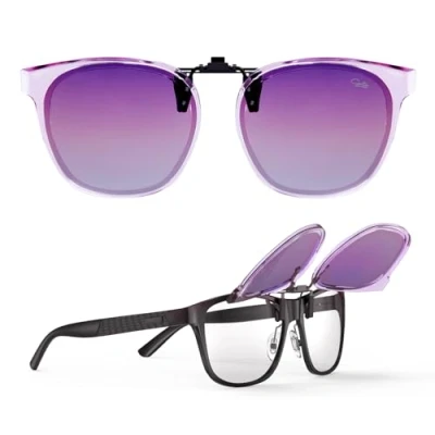Abbildung von Goiteia Übergroße Sonnenbrille zum Anklippen über verschreibungspflichtigen Brillen, modisches gerahmtes Design diskreten Verbergen Ihrer Brille, einfach an und auszuziehen, einhändig