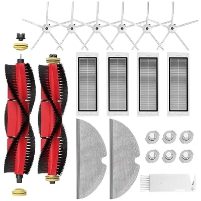 Abbildung von Zubehör für Xiaomi Roborock Saugroboter S5 Max S6 Pure MaxV S50 S51 S55 S60 S65 S6, Ersatzteile Hauptbürste, Seitenbürste, HEPA Filter, Wischtücher, Filterkern, Reinigungswerkzeug