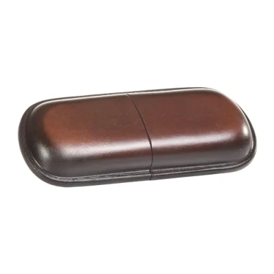 Abbildung von MIKA 28071302 Brillenetui groß aus Echt Sattel Leder Braun, Etui rund für Brillen und Sehhilfen, Brillenbox Damen Herren, braune Brillenaufbewahrung, Sonnenbrillenetui ca. 18 x 8 4 cm