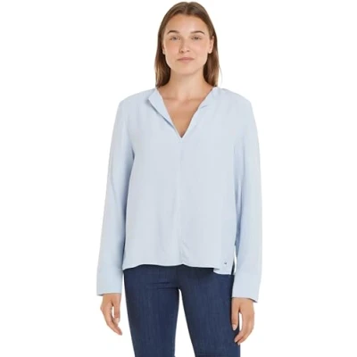 Abbildung von Tommy Hilfiger V NECK Blouse Langarmshirt, Damen, Größe: 42, Breezy blue