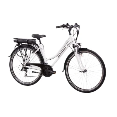Abbildung von F.lli Schiano E Ride 28 Zoll City Bike, Elektrofahrrad für Damen Herren, Pedelec mit 250W Motor, Shimano 21 Gang Getriebe, in Weiss