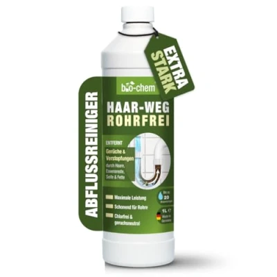 Abbildung von bio chem Haar Weg Abflussfrei 1l Abflussreiniger für Küche und Bad Rohrreiniger