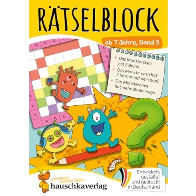 Abbildung von Rätselblock ab 7 Jahre, Band 3: Bunter Rätsel Spaß für Kinder Kreuzworträtsel, Sudoku, Labyrinth, Scherzfragen und Witze logisches Denken (Rätselbücher, 655)