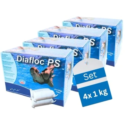 Abbildung von GlobaClean 4X 1kg Flockmittel Pool Kartuschen 32 x 125g für Sandfilter &amp; Filterglas. Flockungsmittel und Poolpflege, Poolklar, Poolreiniger, Zubehör klares Poolwasser
