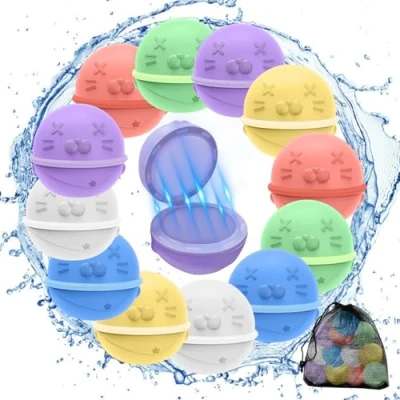 Abbildung von Wiederverwendbare Wasserbomben,12 Stück Magnetisch Selbstverschließender, Schnell Befüllbarer Silikon Wasserballon, Sommer Outdoor Spielzeug für Kinder und Erwachsene, Pool, Strand, Garten, Party