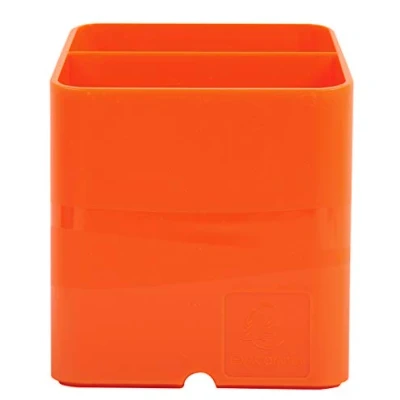Abbildung von Exacompta 67788D 10er Pack Premium Stiftehalter Pen Cube mit 2 Fächern für mehr Ordnung auf dem Schreibtisch Stifteköcher Stiftebox Aufbewahrungsbox Organizer mandarine