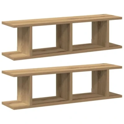 Abbildung von vidaXL Regal Wandregale 2 Stk. Artisan Eiche 75x18x20 cm Holzwerkstoff, tlg.