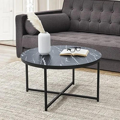 Abbildung von en.casa Couchtisch, Uppvidinge Sideboard 45x80cm Marmor/Schwarz