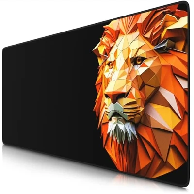 Abbildung von TITANWOLF XXL Speed Gaming Mauspad 900 x 400mm Mousepad Tischunterlage Large Size verbessert Präzision und Geschwindigkeit Polygon Lion