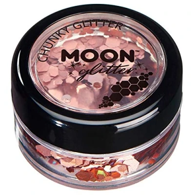 Abbildung von Holographischer grober Glitzer von Moon Glitter 100% kosmetische für Gesicht, Körper, Nägel, Haare und Lippen 3g Roségold