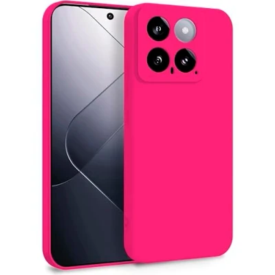 Abbildung von MyGadget Silikon Hülle kompatibel mit Xiaomi 14 Zweilagige Handyhülle Kameraschutz Cover Innenfutter &amp; außen Magenta Pink