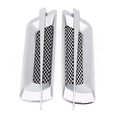 Abbildung von Auto Lufteinlass Aufkleber, 2 Stück Universal Car Side Air Intake Grille Vent Net Lochabdeckung Dekorative Aufkleber Lufteinlässe Luftstrom (Silber)