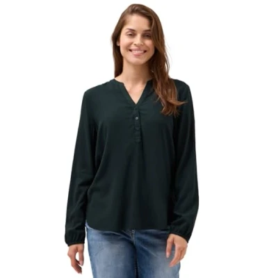 Abbildung von CECIL Damen 3412041 Tunika in Unifarbe, Ink Green, XS