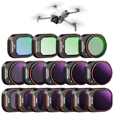 Abbildung von NEEWER ND&amp;CPL&amp; Effekt Filter Set für DJI Mini 4 Pro, 16 Pack HD ND16 ND32 ND64 ND128 ND256 ND512 ND1000 ND16/PL ND32/PL ND64/PL ND128/PL ND256/PL UV CPL LPR Black Diffusion 1/4 Drohne Objektiv Zubehör