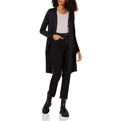 Abbildung von Amazon Essentials Damen Leichter Strickjackenpullover, Länger Geschnitten (Erhältlich In Übergröße), Schwarz, L