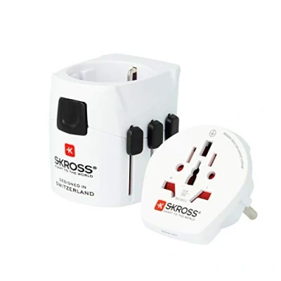 Abbildung von SKROSS 1.103165 PRO Light World Universal Reiseadapter für 2 oder 3 polige Steckdosen Von und mehr als 200 Länder Maximale Leistung 1535 Watt Schutz vor Stromschlag