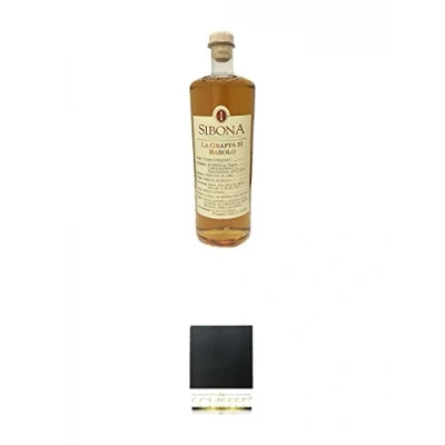 Abbildung von Sibona Grappa DI BAROLO Italien 1,50 Liter + Schiefer Glasuntersetzer eckig ca. 9,5 cm Durchmesser