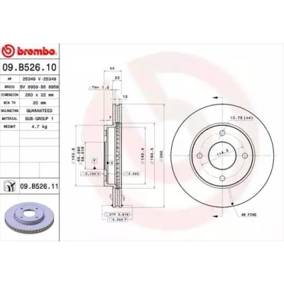 Abbildung von Bremsscheibe BREMBO 09.B526.11