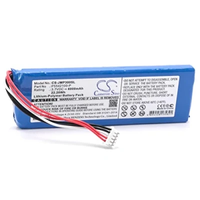 Abbildung von vhbw Akku kompatibel mit JBL Pulse 3 (2017DJ1714), (APPUESE3) Bluetooth Lautsprecher Ersatz für P5542100 P (Li Polymer, 6000mAh, 3.7V) Ersatzakku, Batterie