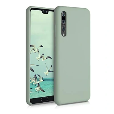 Abbildung von kwmobile Hülle kompatibel mit Huawei P20 Pro Silikon Handy Case Handyhülle weiche Oberfläche kabelloses Laden Graugrün