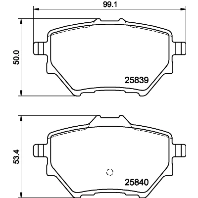 Abbildung von HELLA 8DB 355 020 991 Bremsbelagsatz nicht für Verschleißwarnanzeiger vorbereitet mit Bremssattelschrauben Zubehör PEUGEOT: 3008 II SUV, 308 SW 2