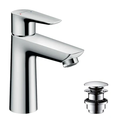 Abbildung von hansgrohe Waschtischarmatur &quot;Talis E&quot;, 11cm, mit Push Open Ablaufgarnitur, chrom