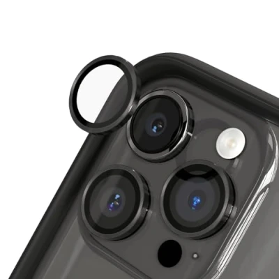 Abbildung von RhinoShield 9H Tempered Glass Kameraprotektoren, kompatibel mit [iPhone 15 Pro / Max] Stoß und Kratzfest, hohe Klarheit, explosionssicheren Schutz, Anti Beschlag Technologie Titan Natur