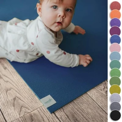 Abbildung von Sanosoft® Krabbelmatte Made in Germany, Öko Tex Anti Rutsch Krabbelunterlage 180cm X Blau
