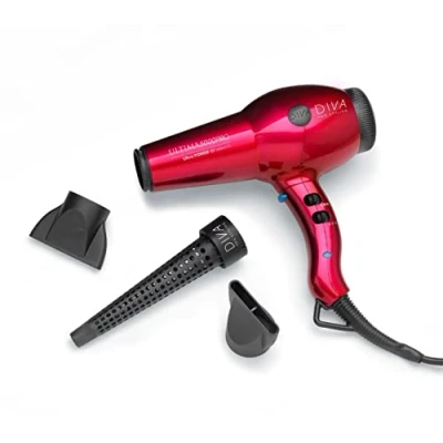 Abbildung von DIVA Pro Styling Ultima 5000 Haartrockner/Föhn 2200W, 4 Hitze und 2 Geschwindigkeitsstufen True Cold Shot, rot