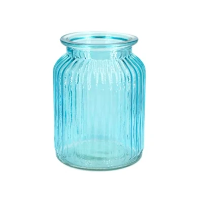 Abbildung von Creativery Windlicht, Windlicht Glas gerillt 11x14,5cm türkis