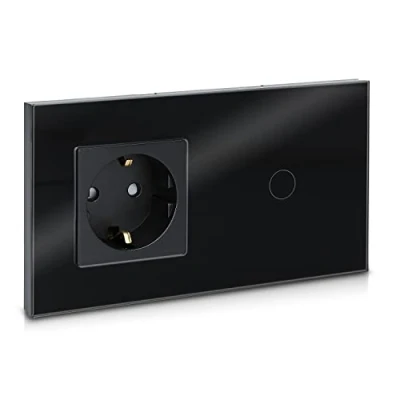 Abbildung von Navaris Touch Schalter mit Schuko Steckdose Design Glas Touchschalter Elektro Adapter, 15,50 cm