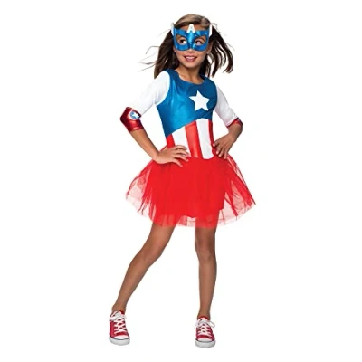 Abbildung von Rubie&#039;s Kostüm Captain America Mädchen, Original lizenziertes Avengers