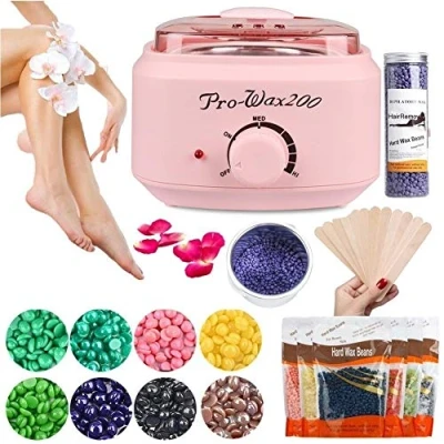 Abbildung von Apore Wachswärmer Wachs Haarentfernung, Wachsmaschine Set Wax Warmer Heater Waxing Kit Wachserhitzer, Enthaarung (Rosa+100g Wachsbohnen+10Stücke Holzspateln)