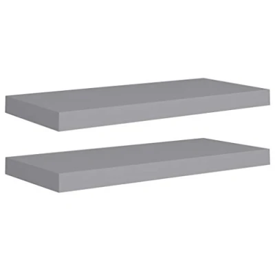 Abbildung von vidaXL 2X Wandregal Schwebend Hängeregal Wandboard Bücherregal Regalbrett Schweberegal CD DVD Regal Dekoregal Grau 60x23,5x3,8cm MDF
