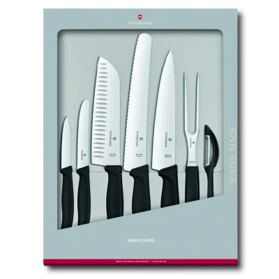 Abbildung von Victorinox, Swiss Classic, Profi Küchenmesser Set, 7 teilig, schwarz