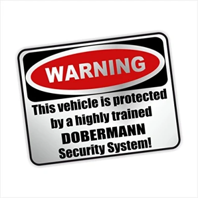 Abbildung von siviwonder Auto Aufkleber Dobermann Warning ALARMANLAGE Hundeaufkleber Silber metallic