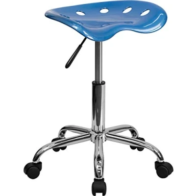 Abbildung von Flash Furniture Arbeitshocker ohne Rückenlehne Ergonomischer Schreibtischstuhl höhenverstellbar Bürostuhl mit Traktorsitz für Home Office und Büro Blau, 38.1 x 43.18 65.41 cm