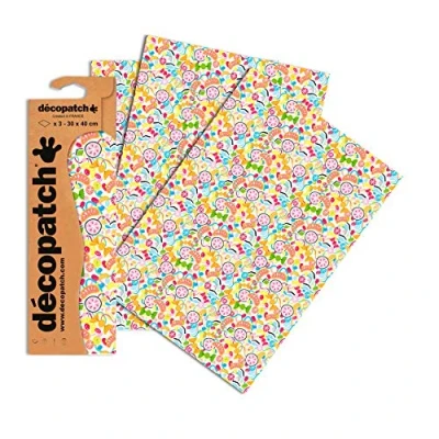 Abbildung von Decopatch Papier No. 732 (gelb orange Früchte, 395 x 298 mm) 3er Pack