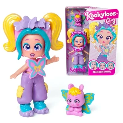 Abbildung von KOOKYLOOS Sophie Pet Party Serie Sammelpuppe mit einem Schmetterling Haustier inkl Puppe, 1 Haustier, Kleidung, modische Schuhe und Zubehör,1 3 Verschiedene