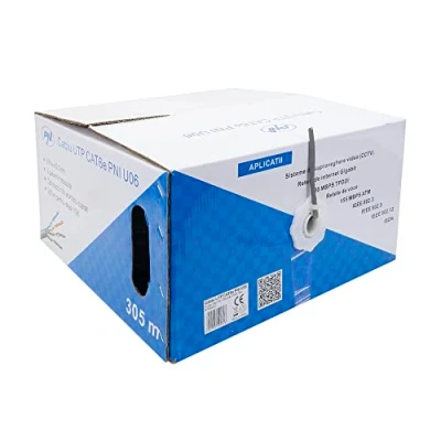 Abbildung von Enthernet LAN Kabel 305 m CAT6e PNI U06 für Internet 1 Gigabit/Überwachungssystem, grau