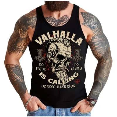 Abbildung von LOBO NEGRO® Tanktop Muskel Shirt für Wikinger Nordmann Keltic Fans: Valhalla is calling