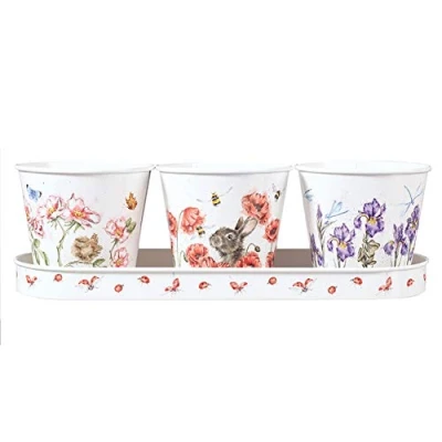 Abbildung von Wrendale Designs Kräutertöpfe und Tablett Floral