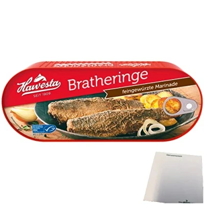 Abbildung von Hawesta Bratheringe in feingewürzter Marinade 1er Pack (1x500g Dose) + usy Block