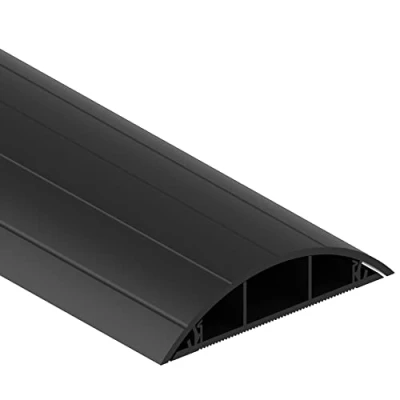 Abbildung von Habengut Fußboden Kabelführung aus PVC Schwarz, halbrunde Kabelbrücke für bis zu 3 Kabel / Breite 7,5 cm, Länge 1,5 m