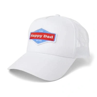 Abbildung von Happy Dad Hard Seltzer Unisex Trucker Mütze aus Twill, weiß, One Size