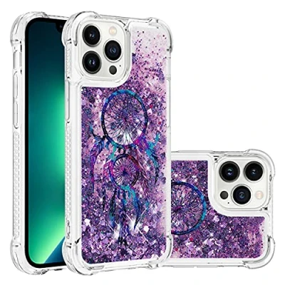 Abbildung von KBIKO zxl Kompatibel mit iPhone 14 Glitzer Hülle, Mädchen Glitzern Handyhülle, Anti Fingerabdruck Clear Silikon Schutzhülle für Windspiele YB