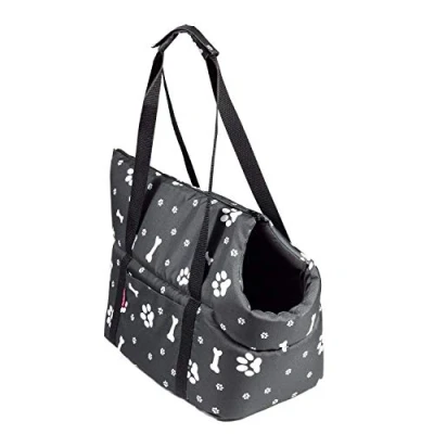 Abbildung von BOUTIQUE ZOO Hundetasche, Welpentasche Schwarz, XS bis 3 kg Tragetasche für kleinen und mittleren Hund, Welpen, Katze