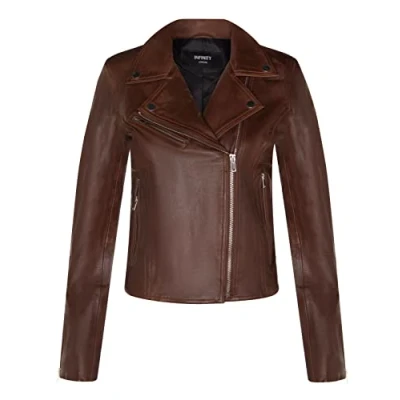 Abbildung von Infinity Leather Damen Bräunen Lederjacke Klassische Bikerjacke Aus Echtem Leder M
