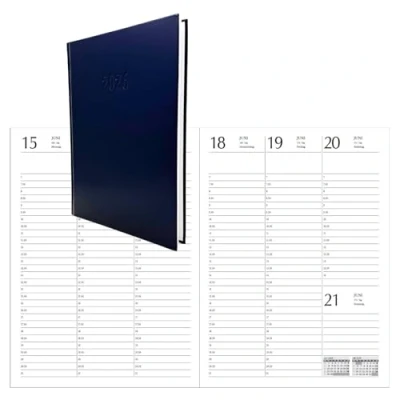 Abbildung von Buchkalender XL 2025 Wochenplaner Wochenkalender Chefplaner 1 Woche auf 2 Seiten 26,7 x 19,5 cm, Farbe:Blau